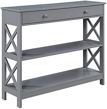 Convenience Concepts Oxford 1 Drawer Console Table with Shelves, Gray