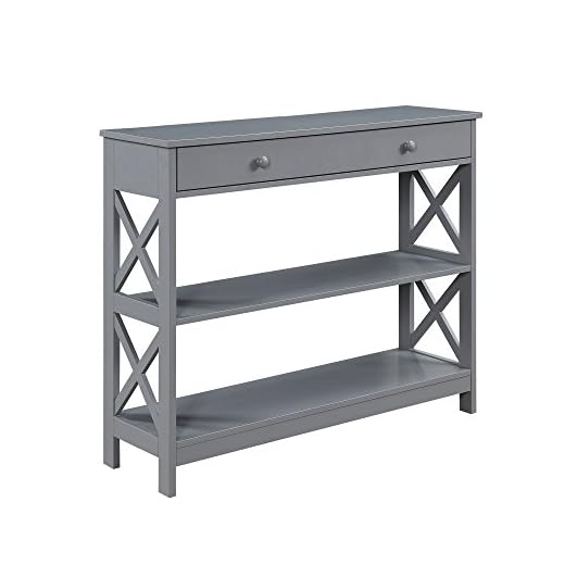 Convenience Concepts Oxford 1 Drawer Console Table with Shelves, Gray