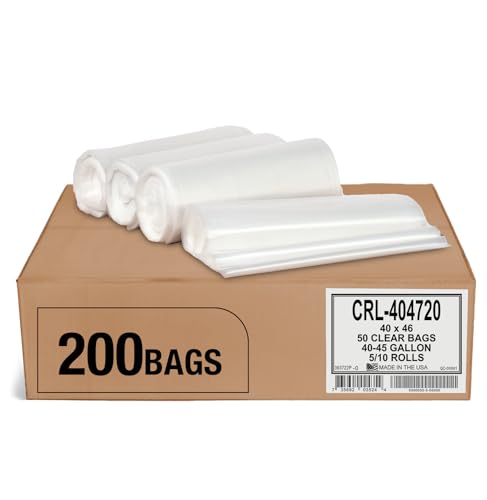 Image of Aluf Plastics 45 Gallon 2.0 MIL Clear Garbage Bags - 40 inch x 46 inch - Pack of 200 - For Contractor, Industrial, Healthcare, & Municipal