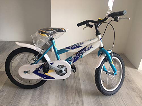 CINZIA Bici Bicicletta 16'' Trakker MTB Senza Cambio Bianco - Azzurro
