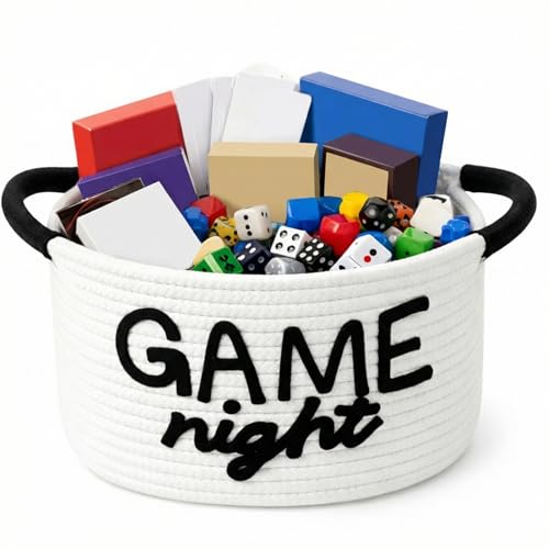 Yungyan Game Night Gift Basket Snack Tray Reusable Game Night Snack Organizer Foldable Space-saving Storage with Handles Knitting Bin Organizer Sewing Craft Basket Supplies for Theater Room Decor