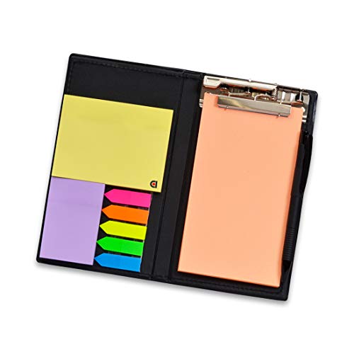 Image of COI Notepad Memo Holder Desk Organizer with Colorful Sticky Notes Gift Set with Pen (Peach)
