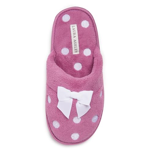 Image of Laura Ashley Ladies Embroidered Soft Terry Scuff Slipper