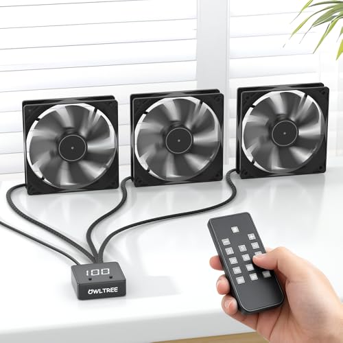 Image of Remote 4 Pin 12V PC PWM USB Fan Controller with 4 Pin 3-Way Splitter | Digital Speed Adjustment Display, Powered by 12V USB C Type-C PD QC, Max Total Output 60W