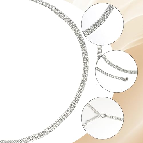 Chain Belts for Women, Adjustable Silver Metal Chain Belt,Fashion Metal Waist Chain Chunky Belts for Dresses Jeans3