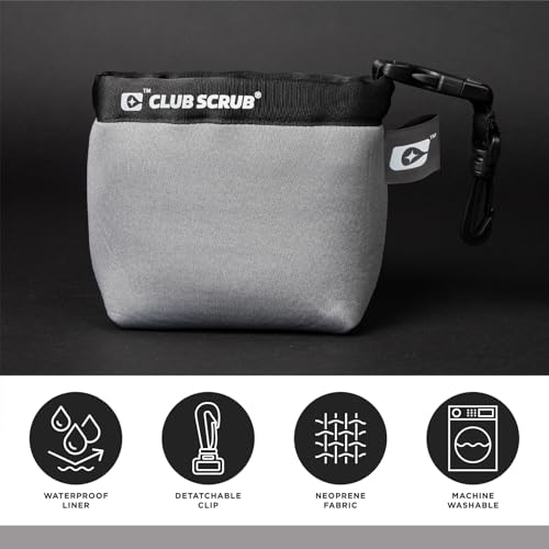 Image of Club Scrub Golf Club and Golf Ball Cleaning Bag, Waterproof Clean Face Technology Liner, Detachable Clip, Machine Washable, Cleans Club Grooves, Dry Exterior (Neoprene or Microfiber Option Available)