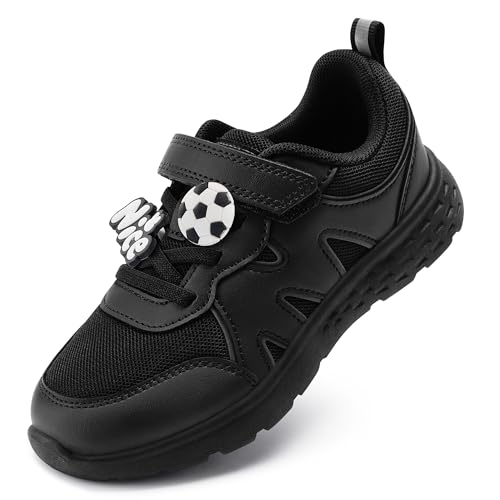 Stelle Girls Sneakers Kids Tennis Shoes with Non-Slip Sole Lightweight Breathable Athletic Sports Running Shoes for Toddler/Little Kid/Big Kid(Ninja Black 13ML)