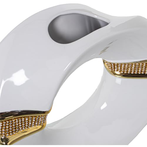 Vase anneau céramique blanc reflets or idée cadeau crémaillère chic - 3