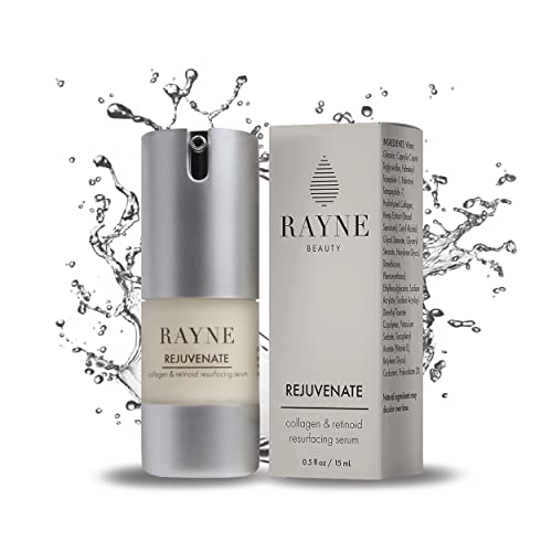 Rayne Beauty Rejuvenate - Collagen & Retinoid Resurfacing Serum, Hydrating Retinol Serum for Face, Anti Aging Serum with Vitamin C for Deep Wrinkles, Fine Lines, Uneven Skin Tone and Texture - 0.5 FL Oz