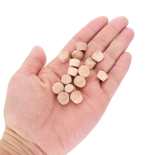 Image of uxcell 56Pcs Wood Button Plugs, 9.5mm /0.37 inch Flat Head Hardwood Screw Hole Plug Wooden Caps Buttons Wood Plug for Furniture Woodworking Craft Decor (11mm x 9.5mm)