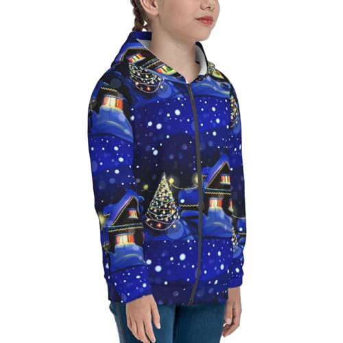 Christmas Night Kids Pullover Hoodies Boys Zip Up Sweatshirts Girls Athletic Clothes with Pocket4