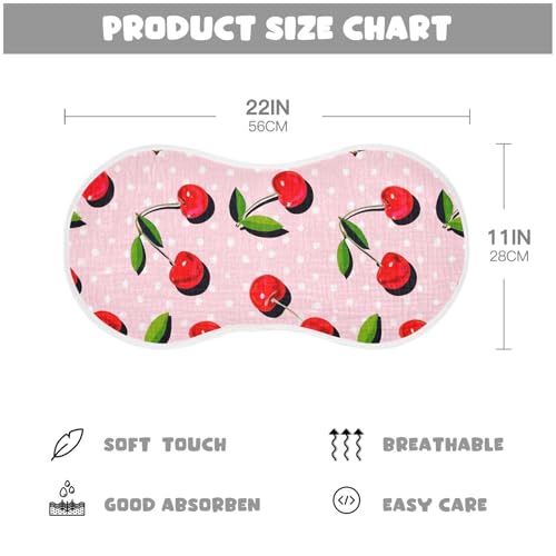 2 Pack Baby Burp Cloths, Soft Absorbent Burping Cloths for Babies, Cotton Milk Spit Up Rags, Large Size for Newborns, Baby Boys and Girls (Cherries Shadows Pattern)4