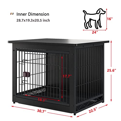 Sprichic Pet Cage With Crate Cover - Dog Crate Furniture, Wooden Wire Dog House, Decorative Indoor Kennel, End Table, Night Stand, Black, Medium #TOP2