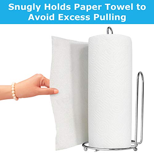 Blue Donuts Paper Towel Holder Countertop - Easy One-Handed Tear Paper Towel Holder, Modern Paper Towel Holder, Chrome Paper Towel Dispenser Countertop #TOP3