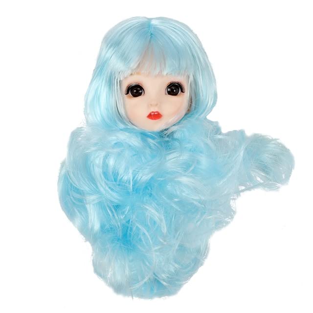 Testa Bambola BJD Handmade HWAPADOLL Testa Bambola BJD Nera 1/6 Con Capelli Lunghi Lisci - Per Bambole 11,5", Handmade, Et&agrave; 3+ Testa Bambola HWAPADOLL