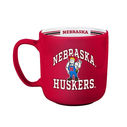 Image of Logo Brands NCAA Nebraska Cornhuskers 15 oz Stripe Coffee Mug - 15 Fluid Ounces | Ceramic | Officially Licensed | Vintage Team Logo | Great Gift