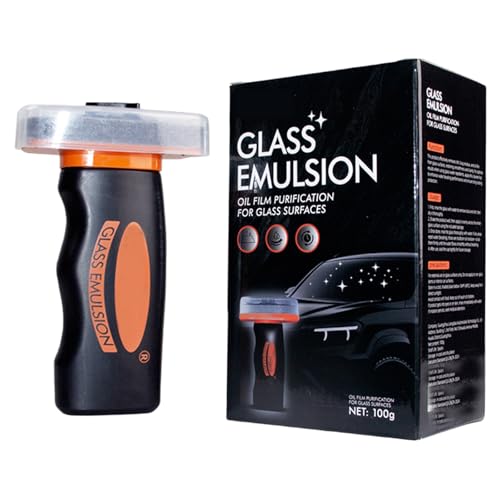 Glass Emulsion Cleaner Windshield Cleaner Car Windshield Cleaner Tool Roll-On Glass Compound with Cleaning Board Removes Oil Film & Smudges Improve Windshield Clarity for Safe Driving(100ml+Brush)