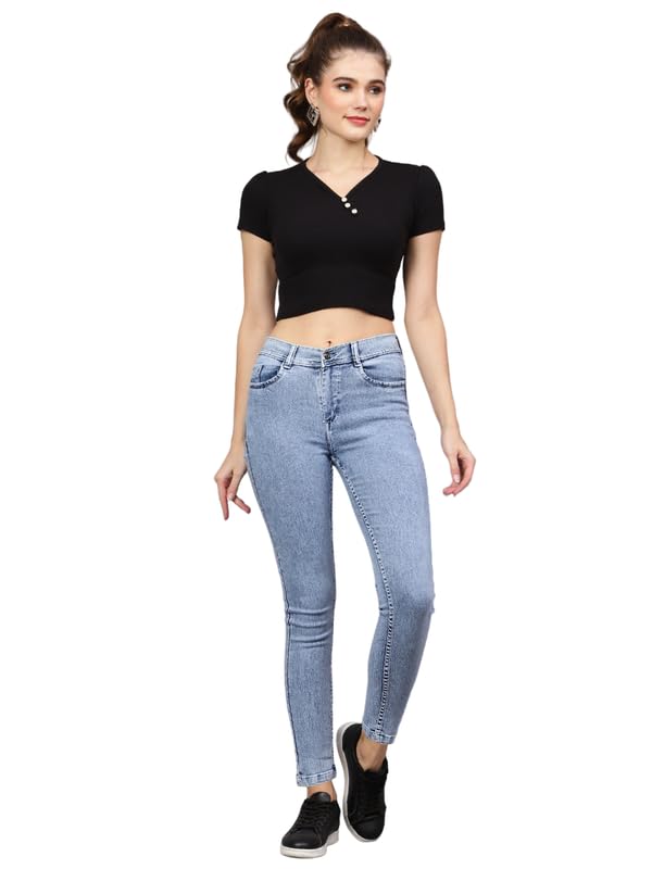 Image of Stylish Elegant Comfortable Women High Waist Regular wear Denim Jeans