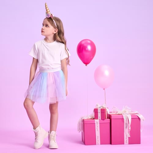 Image of DXTON Girls Tutu Skirt Rainbow Toddler Tulle Ballet Dance Skirt for 3-10Y