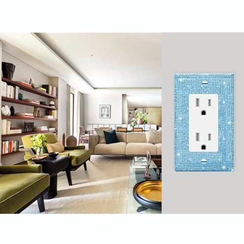Image of Shiny Blue Rhinestones Switch Plates And Outlet Covers Light Switch Cover Decorative Wall Plate Light Switch Cover Outlet Cover Plate Rhinestone Bling Light Switch Or Outlets