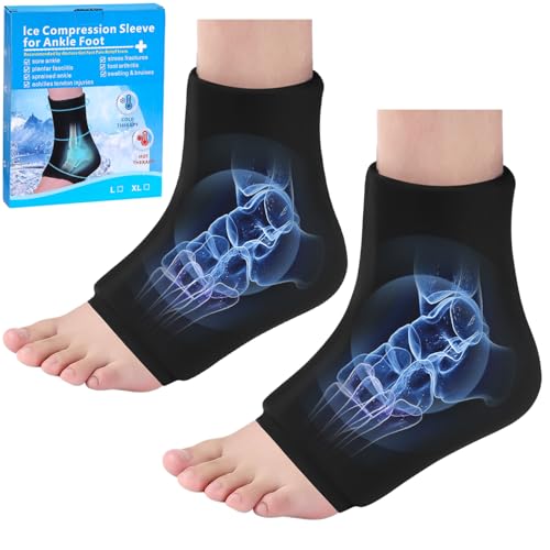Zhufas - Lot de 2 poches de glace pour cheville, manchon de refroidissement pour pied, tendinite d'Achille, poche de glace en gel pour thérapies chaudes et froides, coussinets de refroidissement pour
