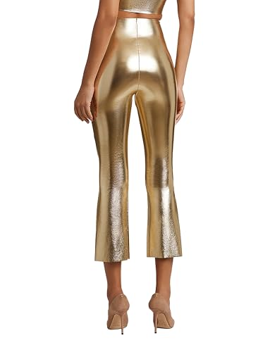 commando Women's Faux Leather Cropped Flare Pants, Gold Leaf, M2