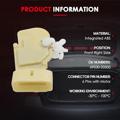 Image of CCIYU Front Right Passenger Side Door Latch Lock Actuator Compatible with 2000 01 02 03 04 2005 For Toyota Celica,Door Lock Latch Actuator, Replace 69030-20500
