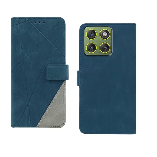 Image of amazon basics Moto Edge 70 5G Flip Cover | Card Pockets Wallet & Stand | Flip Cover for Moto Edge 70 5G (Blue with Grey)