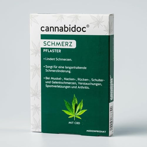 cannabidoc SCHMERZ PFLASTER 8 Pflaster mit CBD kühlt und lindert Schmerzen gegen Muskel- und Gelenkschmerzen langanhaltende Wirkung bei Nacken- Schulterschmerzen Sportverletzungen Arthritis