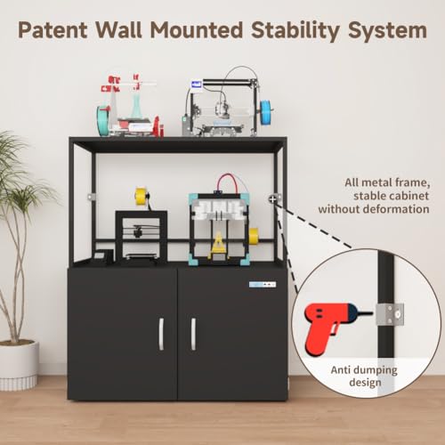RJOKMT 300L 3D Printer Filament Storage Cabinet with Dehumidifier | Industrial Sealed Dehumidifying Cabinet Holds 160 Rolls -Compatible with PLA/ABS/TPU (300L Black)