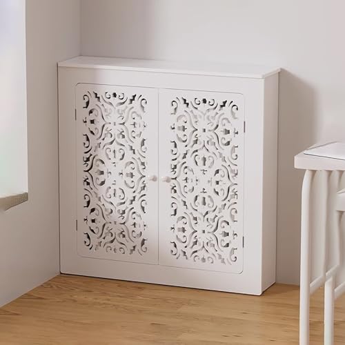 Cubierta de radiador de madera con 2 puertas y estante moderno
