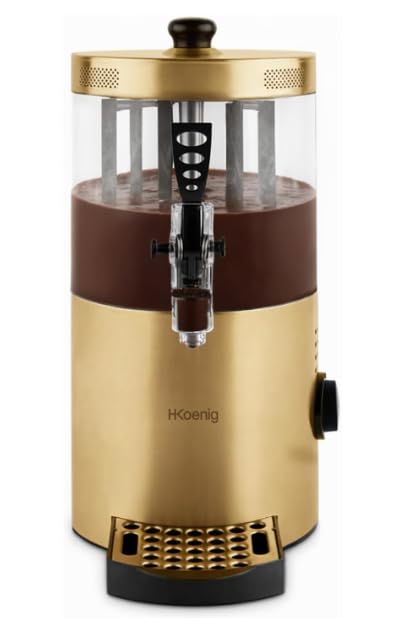 H.Koenig Distributeur à Chocolat Chaud Acier inoxydable SHK804, 1200W, Cuve amovible de 3L, Thermotast réglabable, Maintien au chaud, Système anti-goutte,...