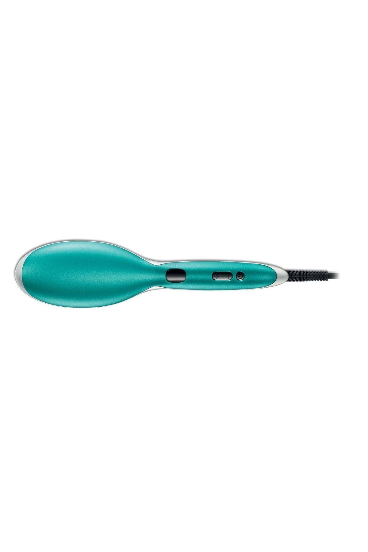 Rowenta Powerstraight CF5820 szczotka do prostowania, do wszystkich rodzajów włosów, potrójne działanie, promienny połysk, regulowana temperatura, ochrona włosów, 1,8 m, czarno-zielona