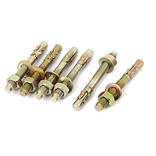 Aexit 6pcs M8x70mm Anchors Metal Wedge Anchor Car Repair Gecko Expansion Bolt Expansion Anchors Bronze Tone