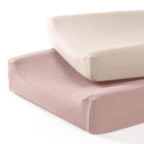 Image of lulumoon Baby Changing Pad Cover: Muslin Diaper Changing Table Pad Cover - Changing Pad Sheets for Girls Boys