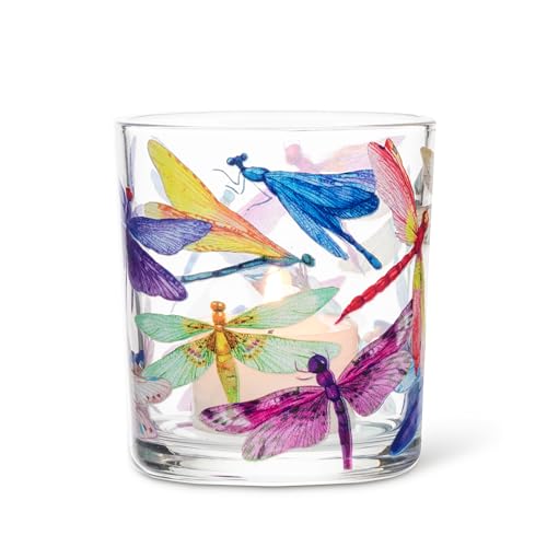 Colorful Glass Dragonfly Candle Holder