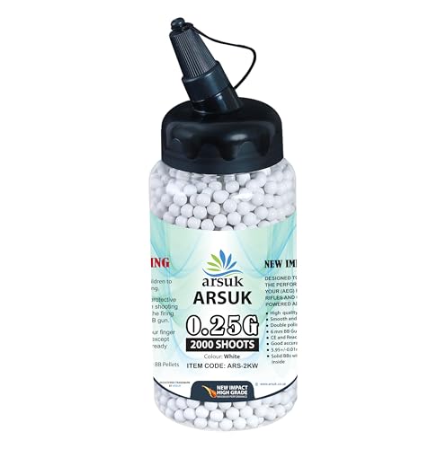 Balines de airsoft munición bolas de paintball 6mm plástico de 0.20g ARSUK bolsas blanca de 2000