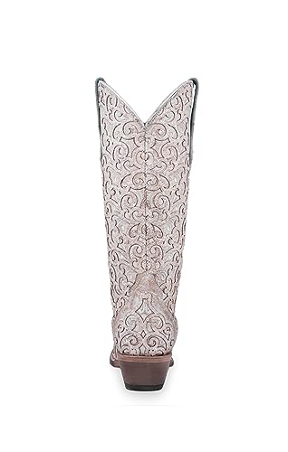 CORRAL LADIE'S WHITE GLITTER OVERLAY & EMBROIDERY TRIAD, CORRAL 43.8 X 34.8 X 11.0 SOLE,COWHIDE LEATHER, WESTERN BOOT, C40503