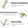 6Pcs 3/8 Inch Heavy Duty Lynch Pin with Ring, Round Linch Pins Assortment Kit Lock Pin Clips for Farm Tractors, Trucks, Trailers, Mowers (3/8 x 1-3/4 Inch)