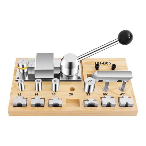 Ring Bending Tool Professional Heavy Duty Spoon Ring Maker Kit with Steel Dies (12-22mm 45/90) Manual Hand Crank Bracelet Press Bending Machine for Jewelry Making Gold Silver Copper Metals