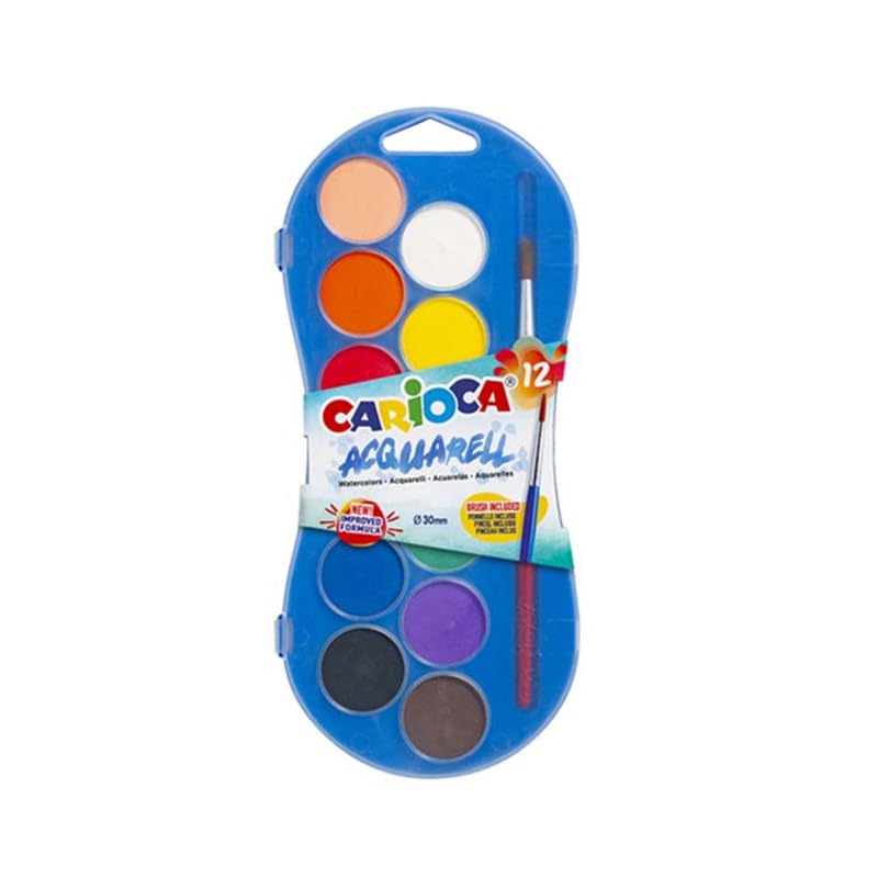 ESTUCHE PLASTICO 12 PASTILLAS DE ACUARELA CARIOCA