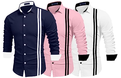Image of Zombom Men's Striped Regular Fit Shirt