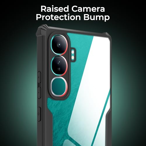 Image of A rtistque Clear Hard Transparent Acrylic Armor Anti-Drop Shockproof TPU Edge Back Cover Case for Vivo Y300 - Black