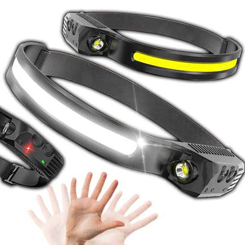 Retoo Linterna frontal LED recargable IPX4 superbrillante, 4 modos de luz, USB C, sensor de gestos, linterna frontal LED para correr, camping, senderismo, linterna de cabeza de camping