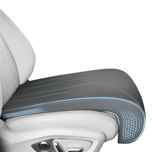 Image of FLORICH Car Seat Extender Leg Support Cushion for Driver Seats Office Chair, Leather Memory Foam Widened seat Cushion for Long Drivers Universal Car Seat Cushion Legs Rest Pads-Grey