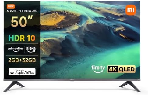 XIAOMI TV F Pro 50, 50 Pulgadas (127 cm), 4K UHD QLED, Smart TV, Fire OS8, Control por Voz Alexa, HDR10, Modo Game Boost 120Hz, MEMC, Compatible con Apple AirPlay
