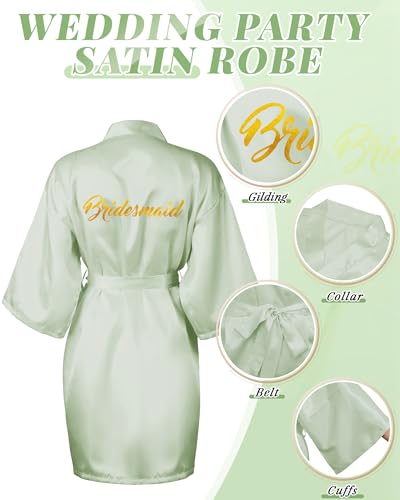 Jecery 10 Pcs Women Bride Kimono Robe Embroidered Getting Ready Satin Bridesmaid Robes for Wedding Party Bridal Shower2