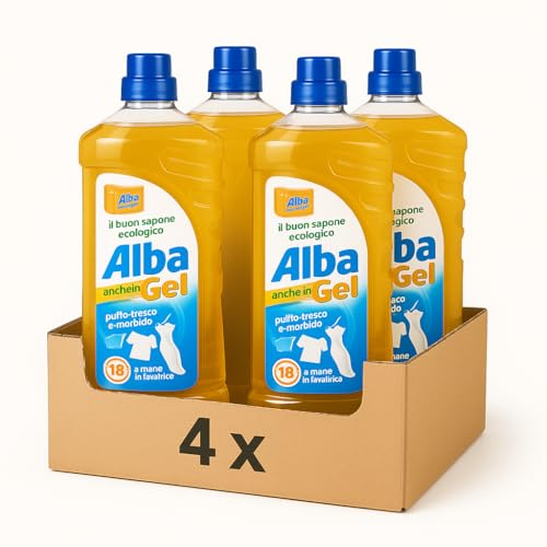Alba Gel Detersivo Bucato Ecologico – Sapone Liquido in Gel per Lavatrice e a Mano – Pulito Fresco e Morbido – 18 Lavaggi per Bottiglia – Multi-Pack Confezione da 2, 4 o 6 Pezzi (4)