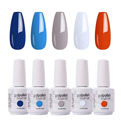 Arte Clavo 15ml Gel Nail Polish Set -Soak Off UV LED Nail Gel Polish Art Varnish Popular Color Gel Polish Manicure Varnish DIY Pack of 5 Colors Set B553