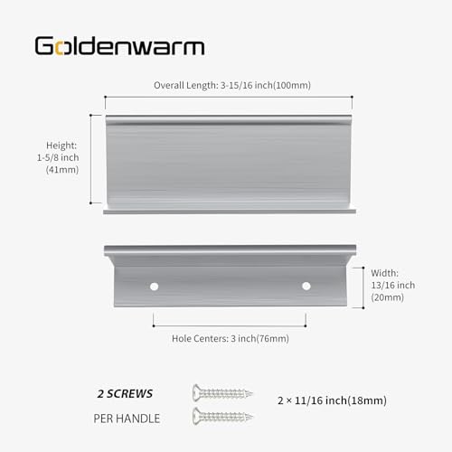 Image of Goldenwarm 50 Pack 3in Brushed Nickel Finger Edge Pulls for Cabinets